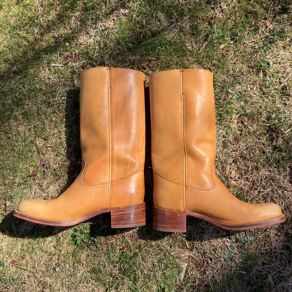 Frye Made in USA Vintage Frye Campus Boots Banana Leather 11 D 3M18774 2951 W - Picture 3 of 17